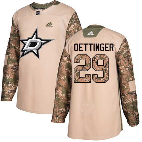 Adidas Men Dallas Stars #29 Jake Oettinger Camo Authentic 2017 Veterans Day Stitched NHL Jersey